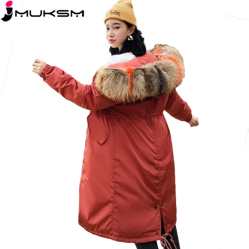 2018 Корейская зимняя куртка женские пальто с капюшоном меховой воротник толстый