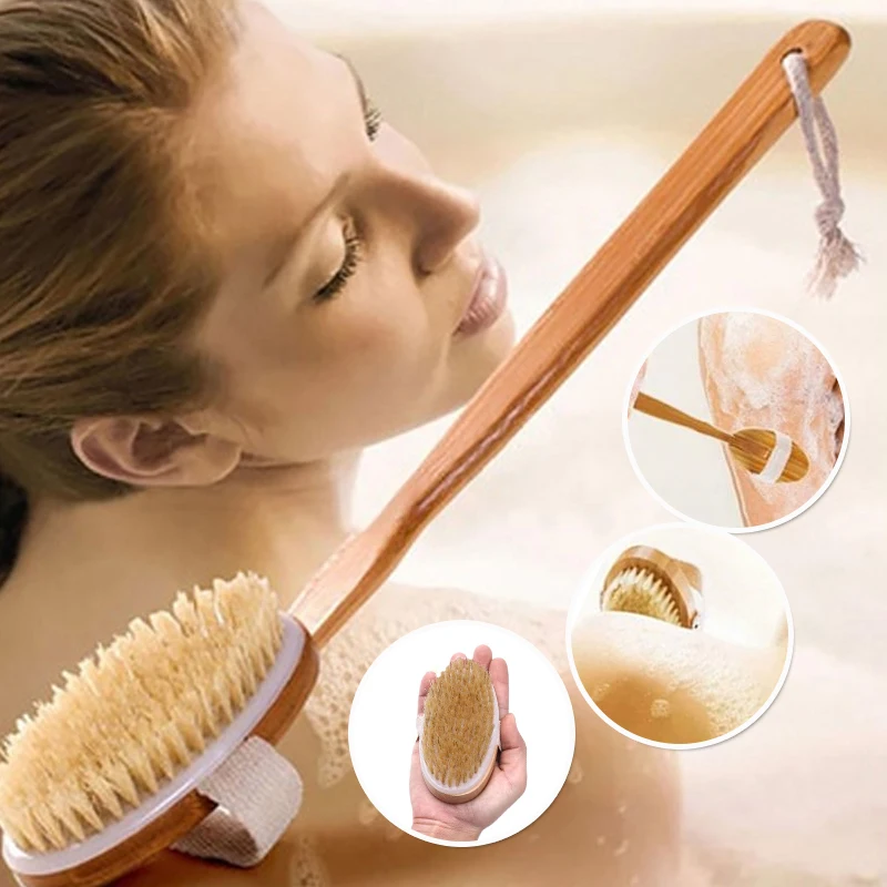 1 шт. щетка для душа длинная ручка деревянная массаж спа ванна
