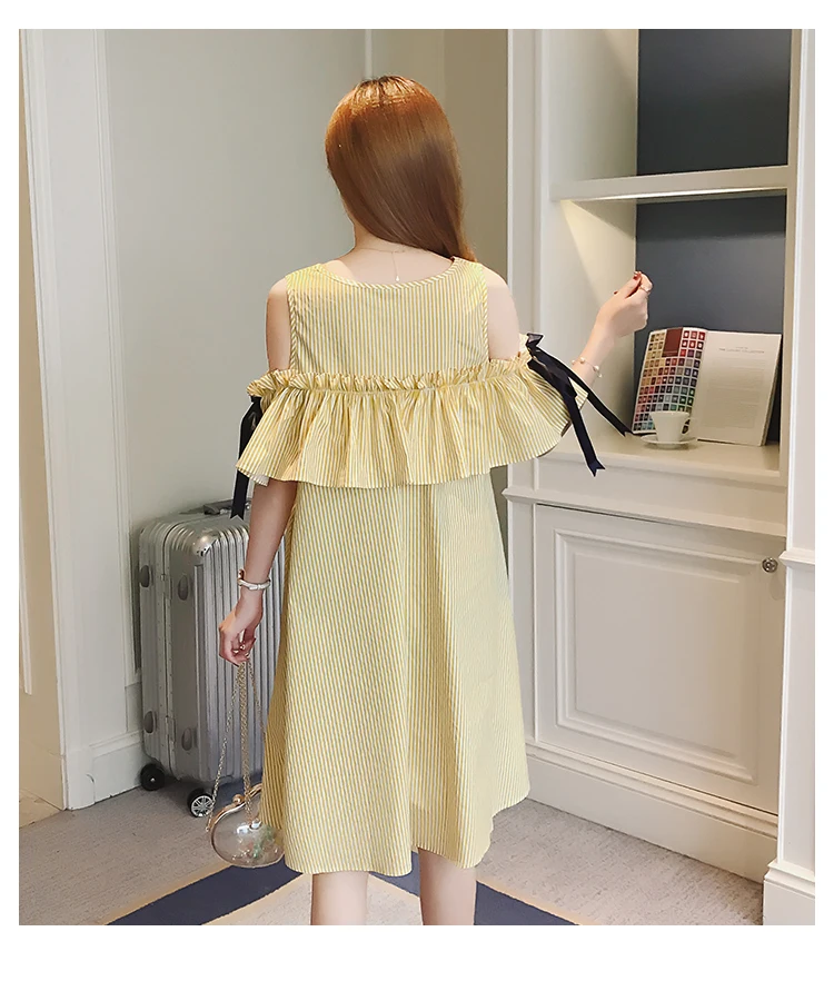 Одежда для беременных модное летнее Новое поступление ажурное Полосатое синее