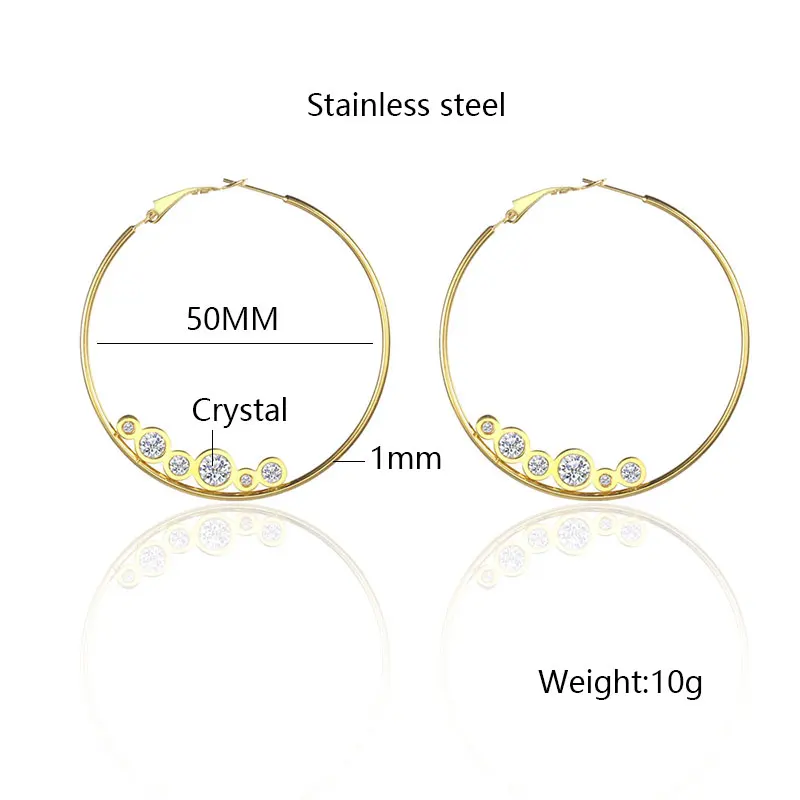 OUFEI серьги кольца ювелирные изделия из нержавеющей стали большие с кристаллами