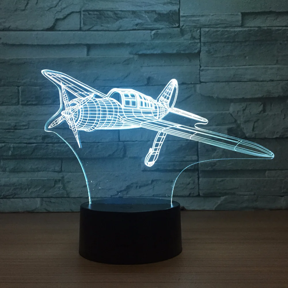 

Propeller Aircraft 3D Led Lamp 7 Color Night Lamps For Kids Touch Usb Table Lampara Lampe Baby Sleeping Nightlight Drop Shipping