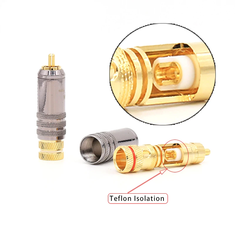 

Hifi audio RCA plug connector adapter gold plated jack for DIY HIFI RCA cable