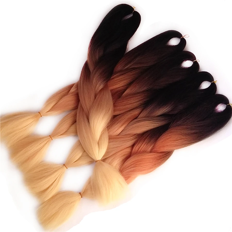 Три Тона Ломбер Цвет Синтетического Крючком Косы Гавана Мамбо Поворот 24 inch