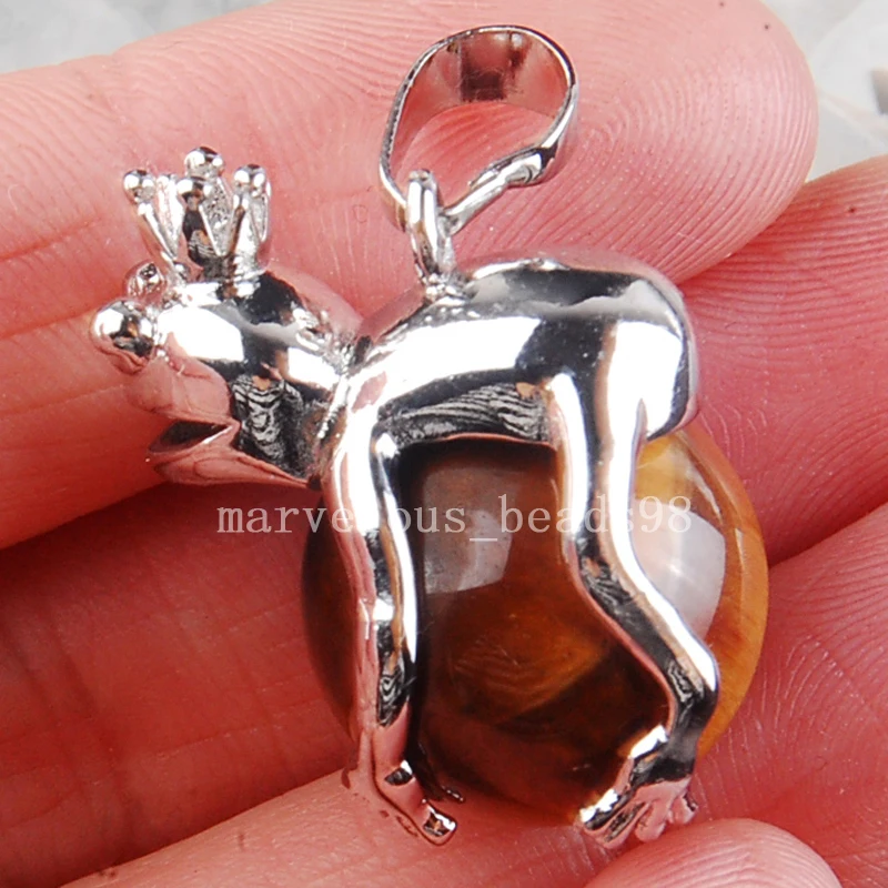 Красивые украшения Тигровый глаз лягушка шар круглый женский мужской кулон из