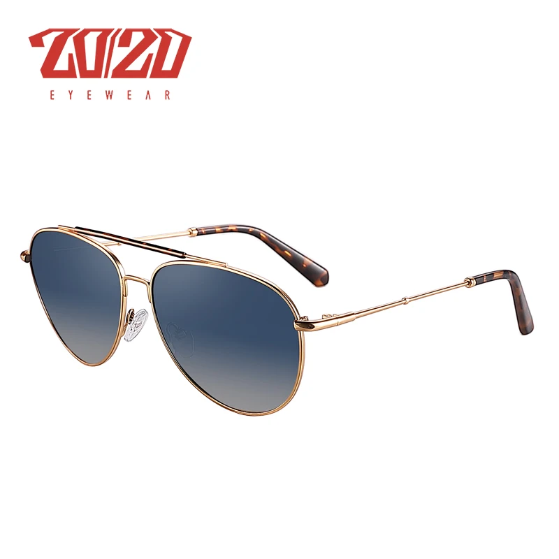 C04GoldP-Blue 20/20 Бренд-Дизайн Поляризованные Старинные Квадратные Солнцезащитные Очки Твин Балки Металлический Каркас Очки Мужские Очки Аксессуары Gafas 17096 - Цвет линз: C04GoldP-Blue