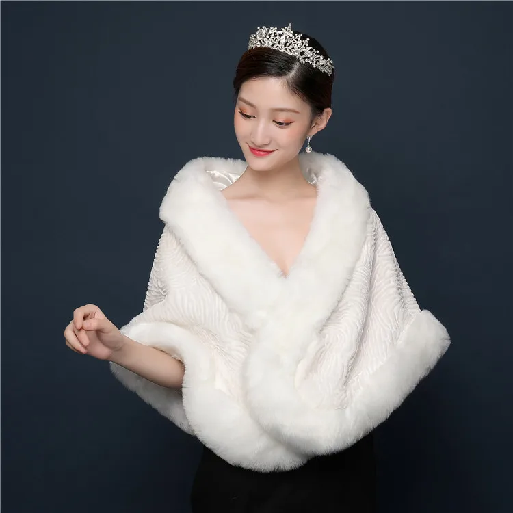 JaneVini Simple Cheap Winter Ivory Faux Fur Bridal Wraps Women Warm Shawls Jackets Brides Wedding Accessories Capa Blanca Novia | Свадьбы и