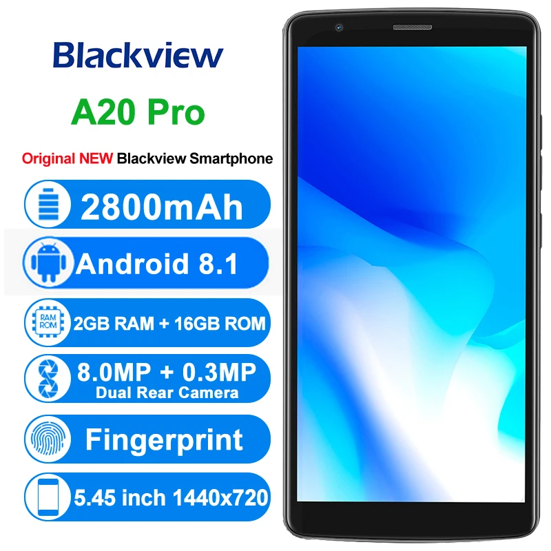 Blackview A20 Pro смартфон с 5 дюймовым дисплеем четырёхъядерным процессором ОЗУ 2 Гб ПЗУ