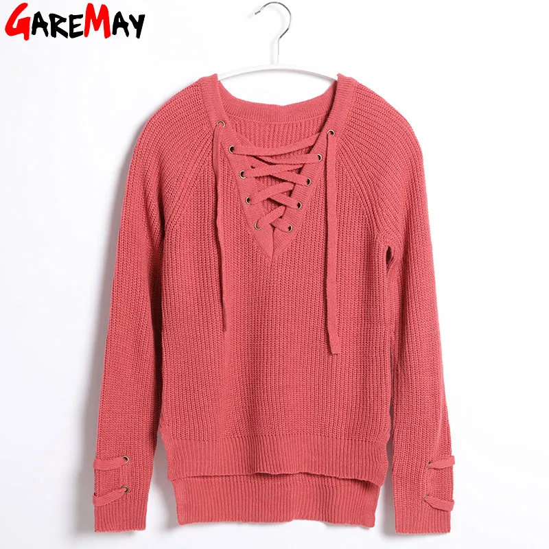Sweater Women Pullover Long Sleeve Knitted jumper Sexy Tops Winter Women's Sweaters Knitwear Pull Femme Hiver 2022 GAREMAY | Женская
