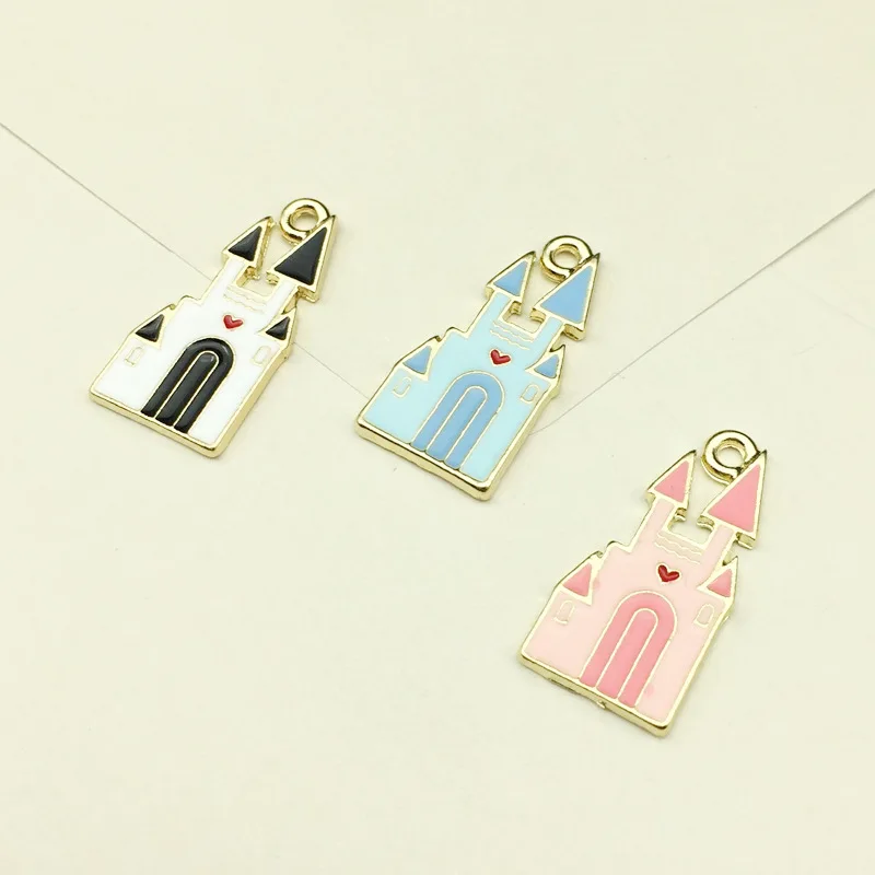 10 шт./лот Подвески с эмалью для строительства замка сплав плавающая капля масла