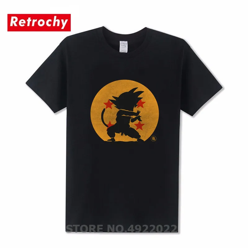 Мужская футболка с принтом Dragon Ball Z черная классическая Футболка аниме Goku Золотое