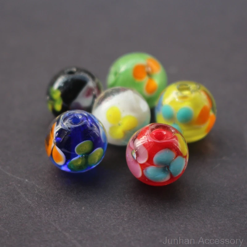 

20Pcs 12mm Handmade Glass lampwork beads 3 mix Flower Beads multi- Color for jewelry making Wholesale and Retail