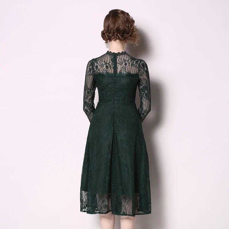 Новое Стильное зеленое кружевное вечернее платье с длинным рукавом Vestidos De Verano 2021