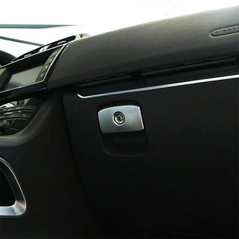 

For Jaguar XE XF F-pace F pace X761 2016 ABS Chrome Co-pilot Storage Box Handle Knob Keyhole Decorative Cover Trim