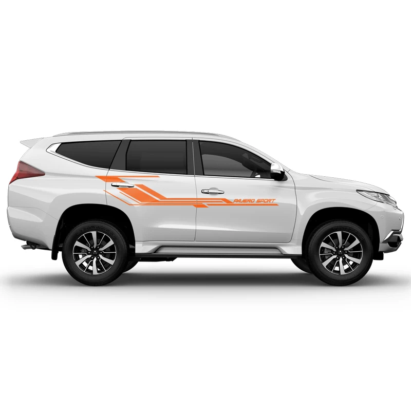 gloss orange Автомобильные наклейки, 2 шт., автомобильные боковые накладки, силовая сетка, стильные графические виниловые автомобильные аксессуары, наклейки на заказ для mitsubishi pajero sport - Название цвета: gloss orange