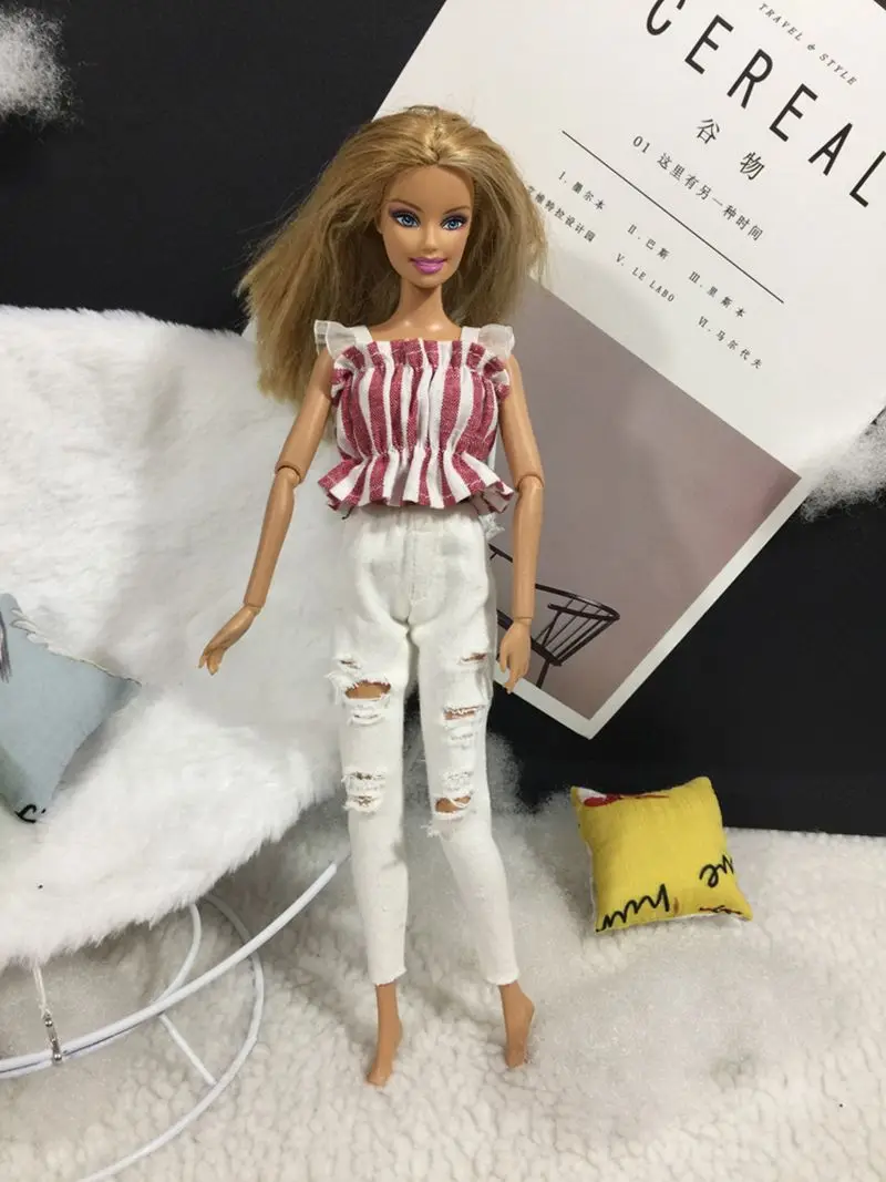 2 шт./компл. 1/6 Одежда для кукол топ Blyth в западном стиле + джинсы Azone Licca брюки кукла