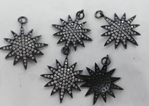 

AAA Grade 12pcs 25mm micro pave cubic zricoina pendant star earrings Clear White CZ Cubic Zirconia Pave Micro Setting Round Bead