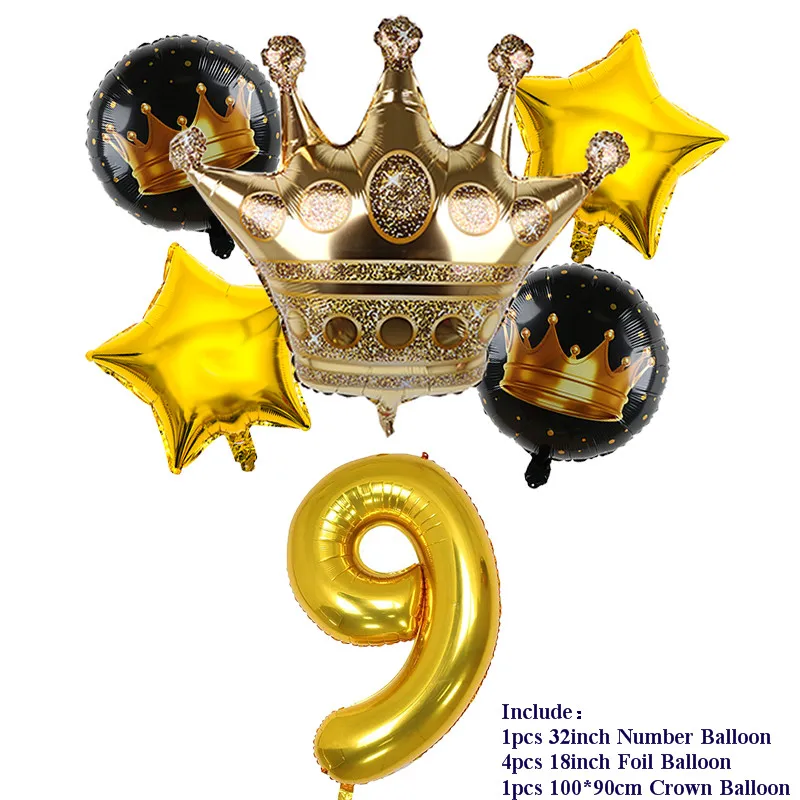 Сливовый 5pcs 30 inch Gold Number Foil Balloons Gold Crown 0-9 Digit Air Ballon Kids Birthday Party Decorations Anniversary Supplies Ball - Цвет: Сливовый