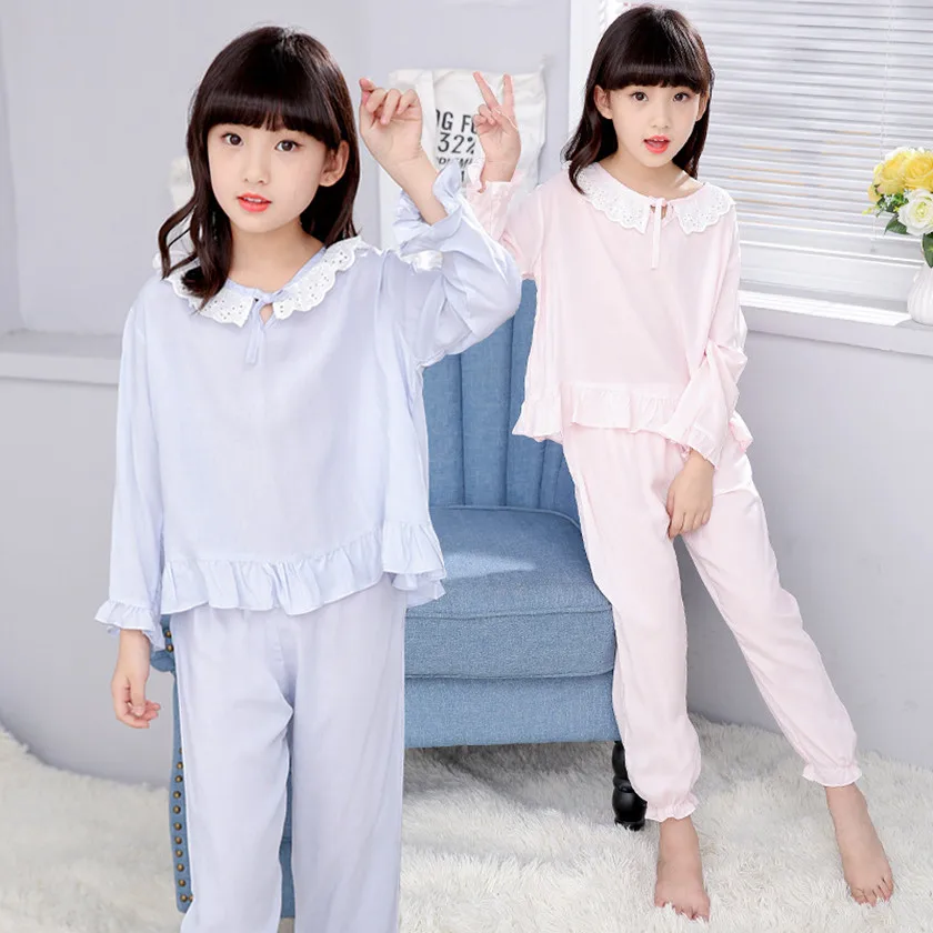 Новинка модная Хлопковая пижама для девочек Лоскутные комплекты с оборками лето