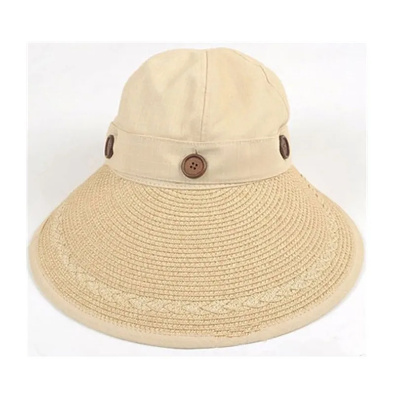 Летняя Женская Складная соломенная шляпа от солнца пляжные съемные шляпы с