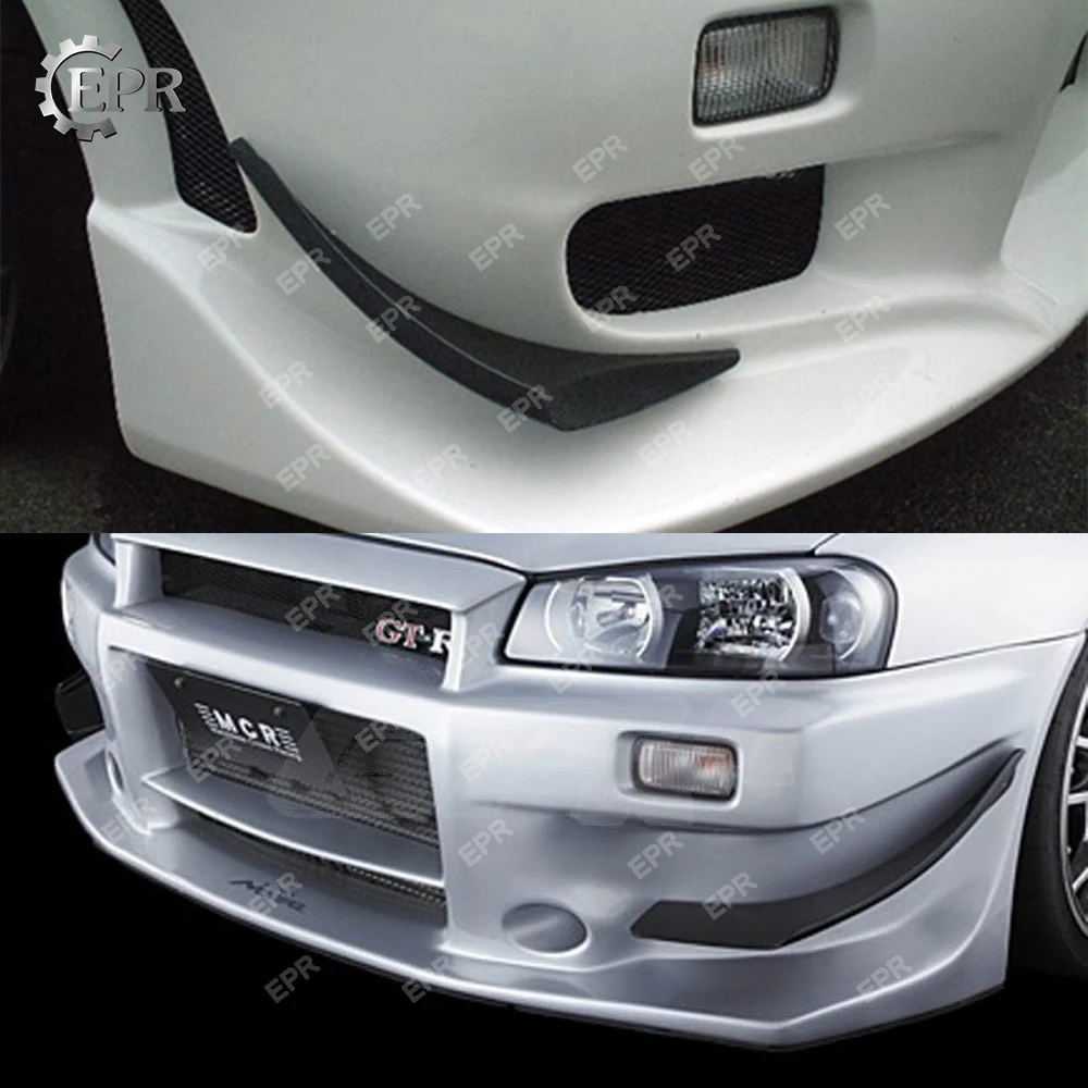 Для Nissan Skyline R34 GTR углеродное волокно передний бампер Canard Набор Боди Комплект Авто