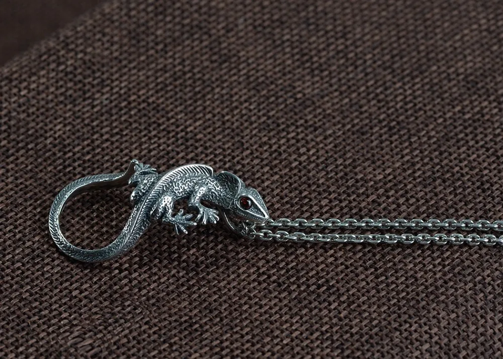 Мужской серебряный Байкерский кулон с ящерицей A2198|Подвески| |