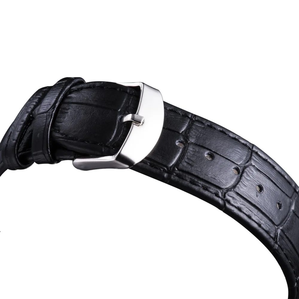 Мужские часы с кожаным ремешком Автоматические наручные скелетоны механические