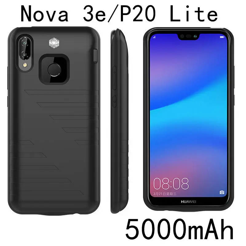 Nova3e-Black Ударопрочный чехол-батарея P20 для huawei Nova 3e P20 Lite, запасное зарядное устройство, чехол s для huawei P20 Pro, чехол для зарядки - Цвет: Nova3e-Black
