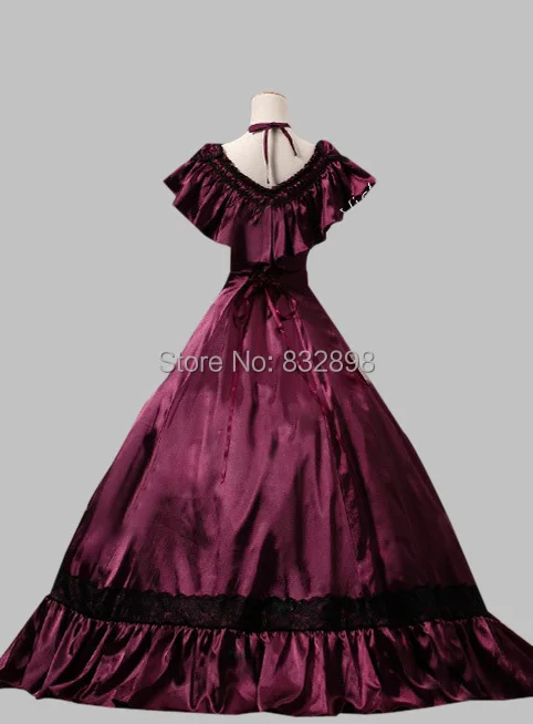 

Southern Belle Edwardian Victorian Satin Ball Gown Dress Victorian Dress Stage Dresses
