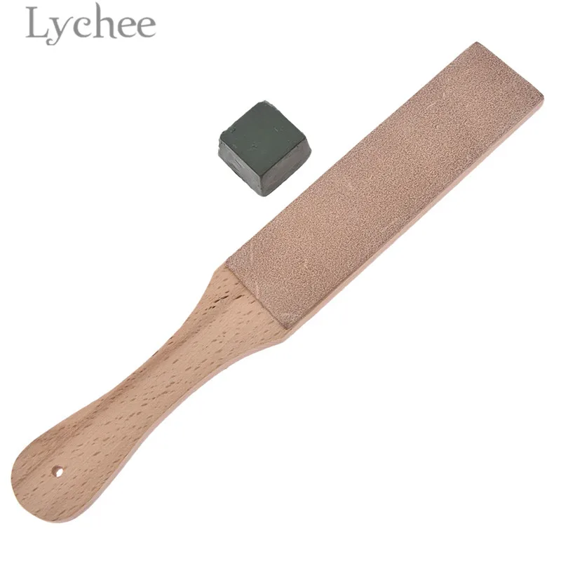 Lychee Leather Sharpening Strop Polishing Wax Knife Sharpener Set Crafts Tools Supplies | Дом и сад
