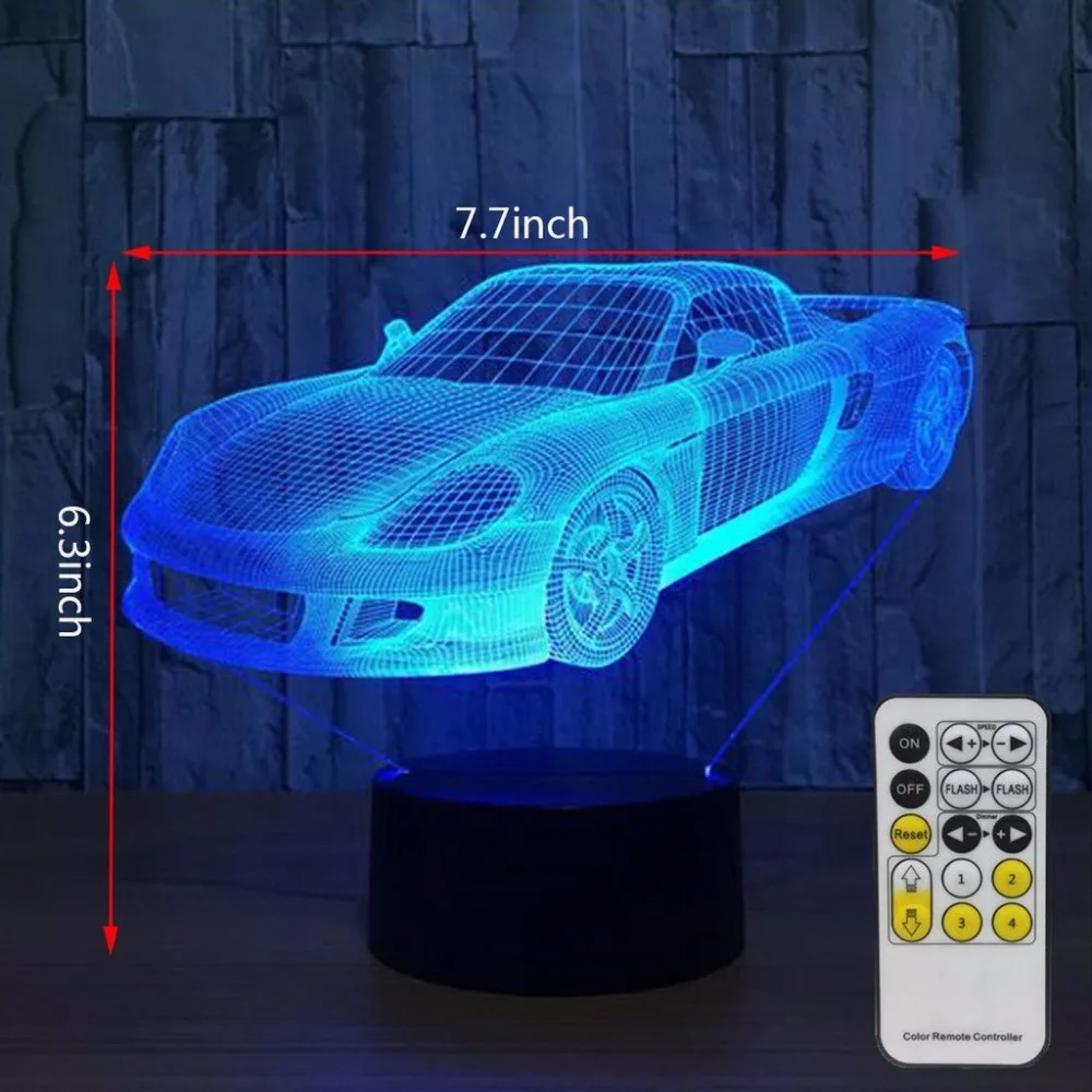 Автомобиль настольная лампа 3D ночные светильники для детей с пультом