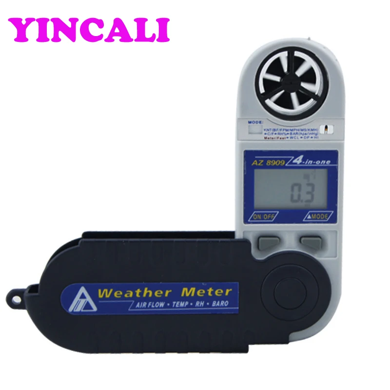 Pressure Anemometer 4-in-1 Air Flow Wind Speed Meter AZ8909 Handheld Weather Temperature Dew Point Humidity Tester | Инструменты