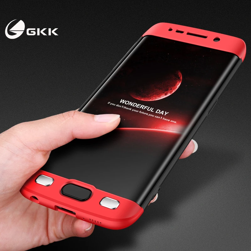 Чехол GKK для SUMSUNG Galaxy S6 edge 3 в 1 с защитой 360 жесткий матовый однотонный деловой