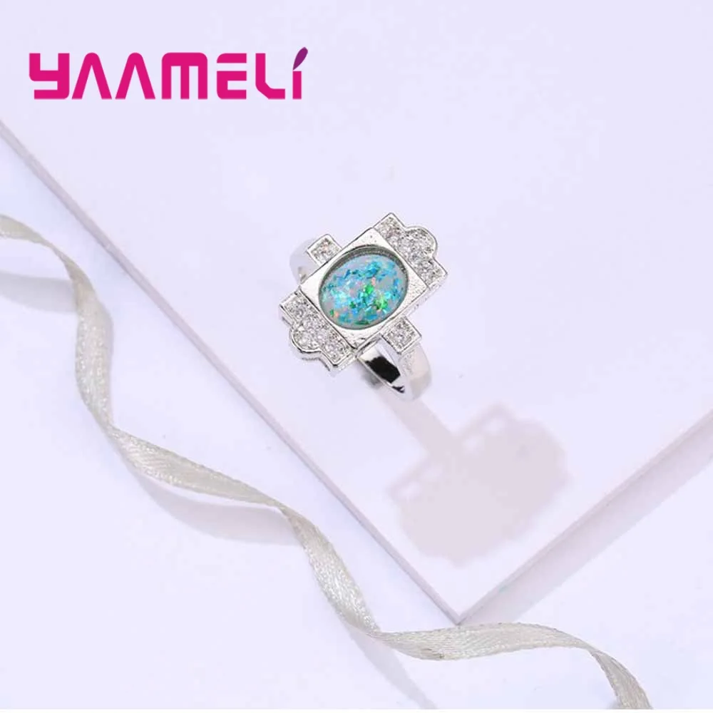 

Trendy Special Rings For Lady 925 Sterling Silver Jewelry Pave Refresh Opal Stone Beautiful Wedding/Engagemrnt Party