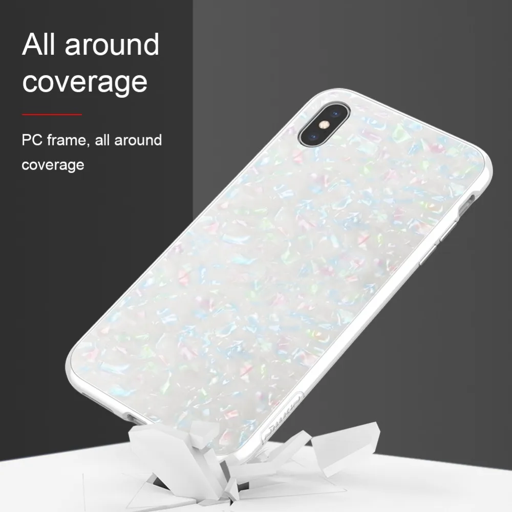 Nillkin for iPhone XS Max Case Seashell Tempered Glass Full Cover Back Fitted Capa Nilkin Phone | Мобильные телефоны и