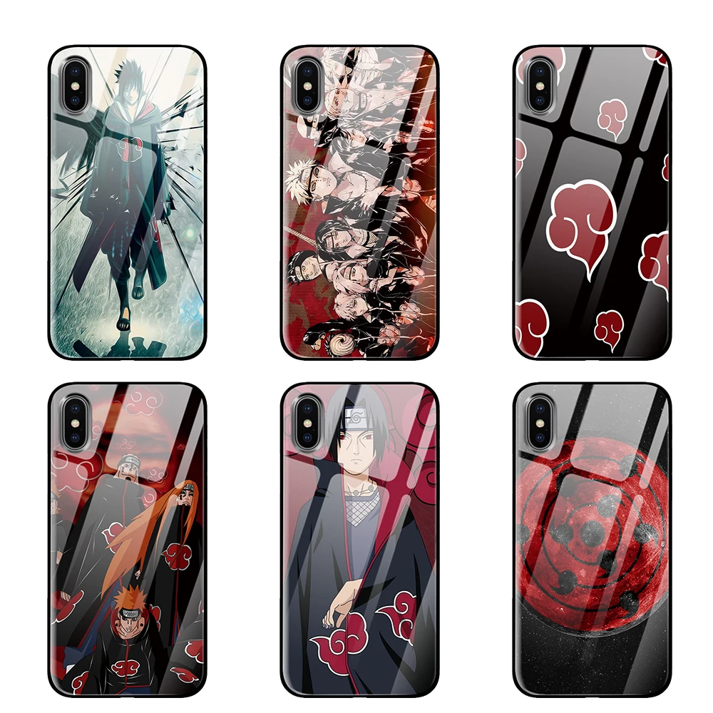 Аниме Наруто Акацуки Coque закаленное стекло телефонные чехлы крышка для Apple iPhone 5 5S SE 6 6s 7 8 Plus X XS Max XR