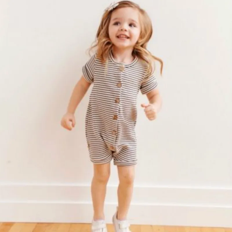 

Baby Clothing Baby Boys Girls Striped Short Sleeve Romper Button Jumpsuit Clothes One-pieces Rompers