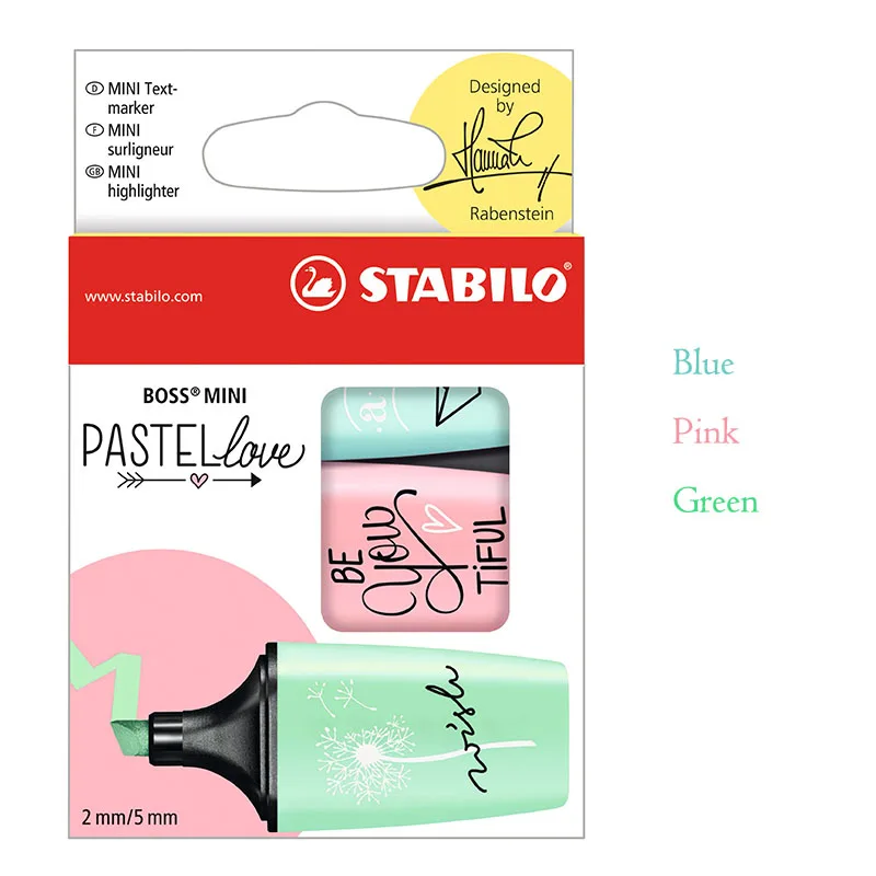 Mini Blue Pink Green STABILO BOSS мини pastellove хайлайтер художественный Маркер ручки пастельно-Маст-хэв для Цвет-любящая рисунок 3/6 цветов - Цвет: Mini Blue Pink Green