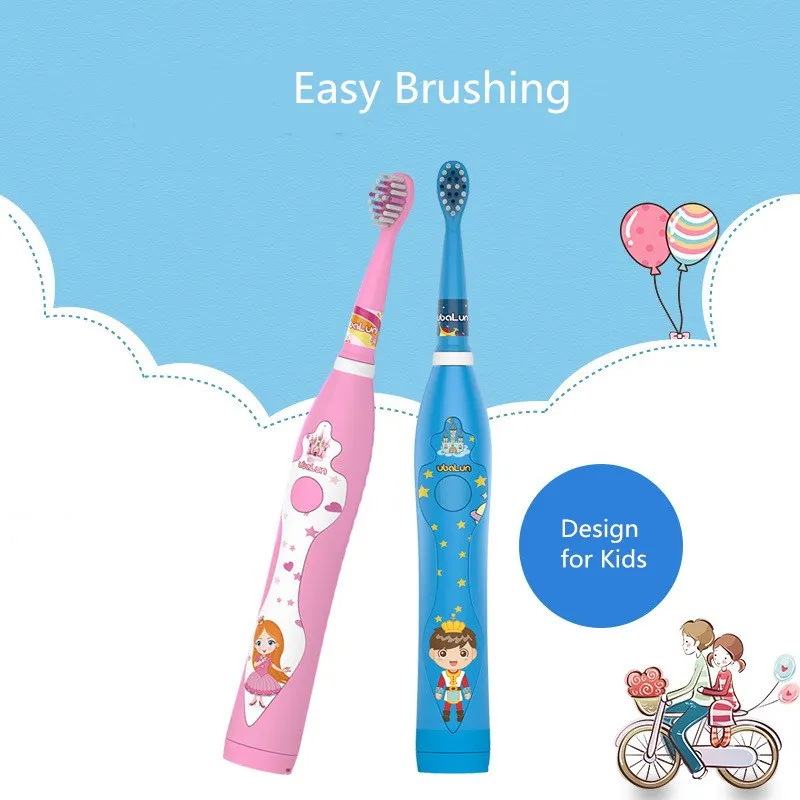

USB Charging Children Electric Toothbrush Cartoon Waterproof Soft Hair Ultrasonic Vibration Electric Toothbrush with 4 heads