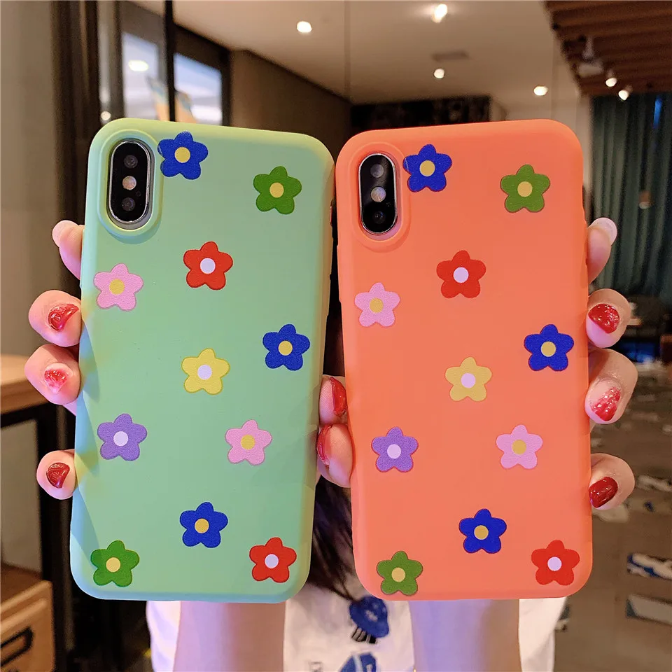 Милый матовый Мягкий силиконовый чехол из ТПУ с рисунком цветов для iphone XS MAX XR X SE 5