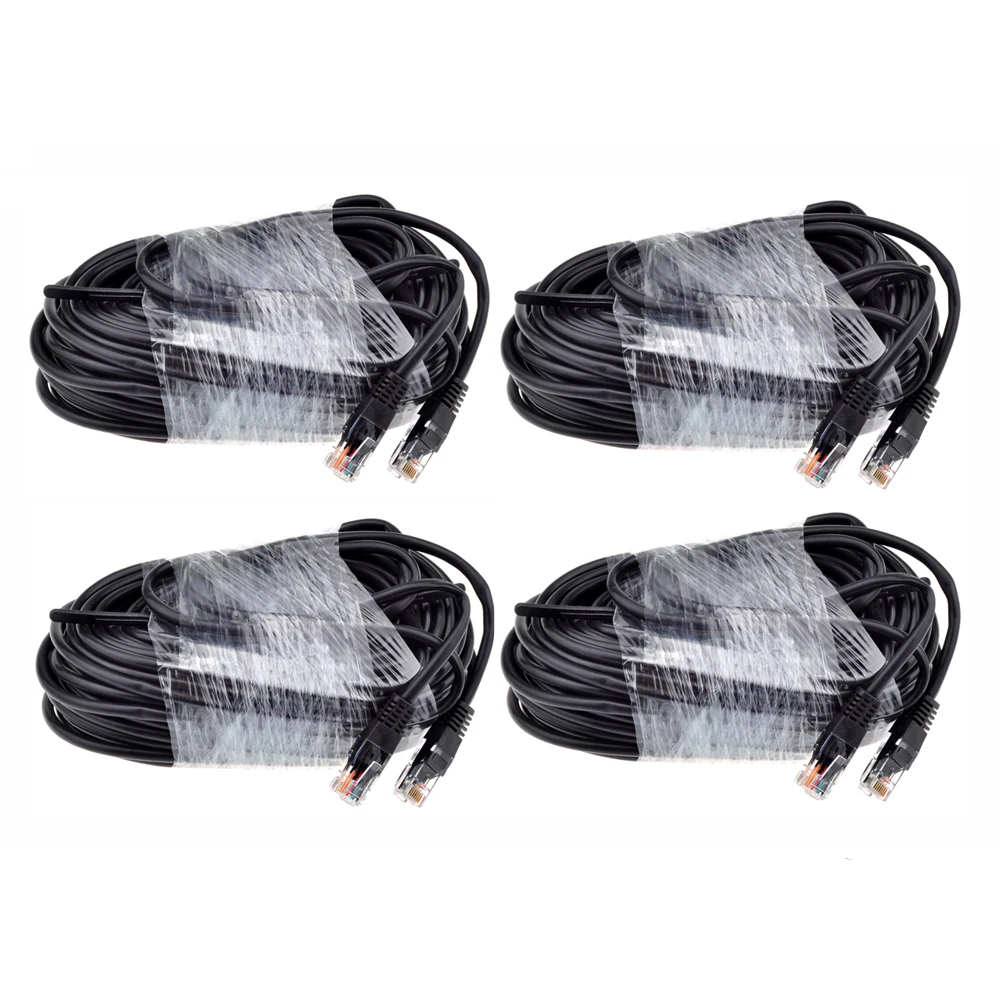 Сетевой кабель Gadinan 4 шт., RJ45 CAT5E CAT5 LAN Ethernet, черный, 20 м 60 футов, специально для комплекта IP-камер PoE