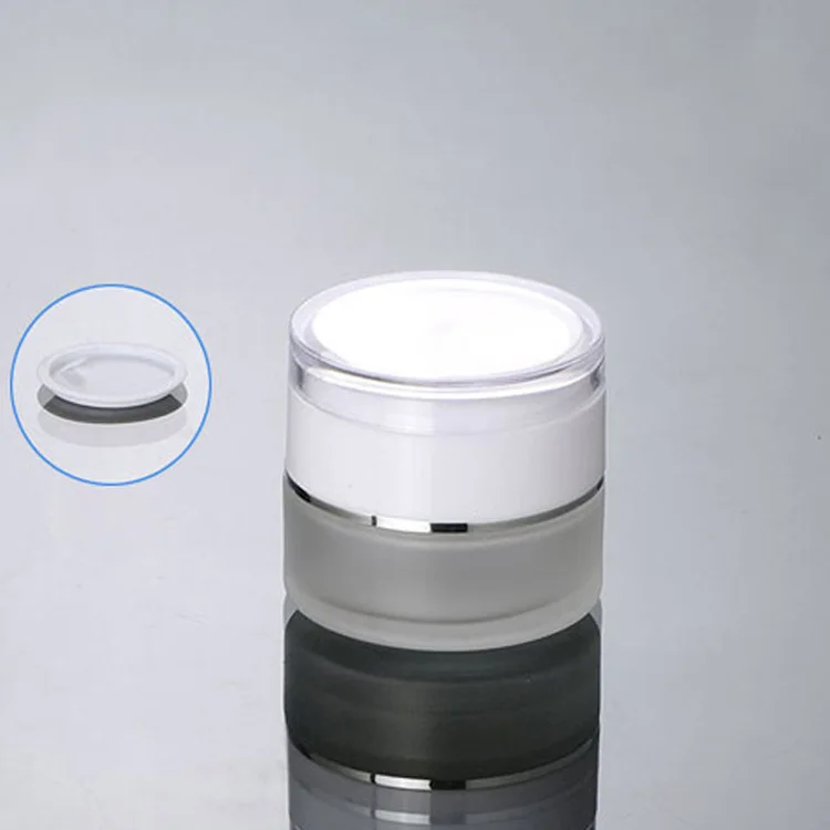 50pcs wholesale 30g clear frost glass cream jar with white a