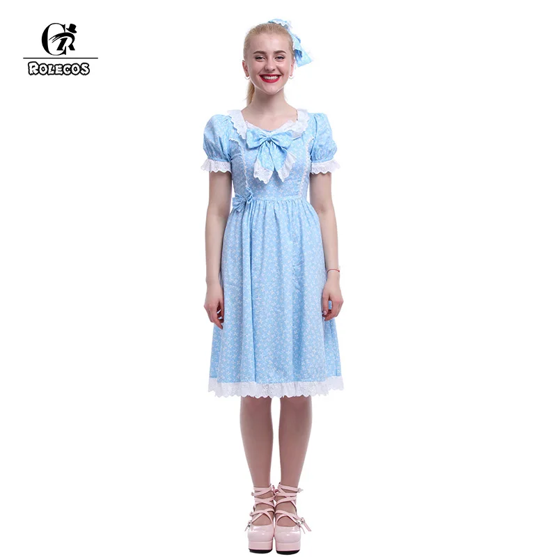 ROLECOS 2018 Новое поступление милое платье в стиле Лолиты синее фильма сияющее для