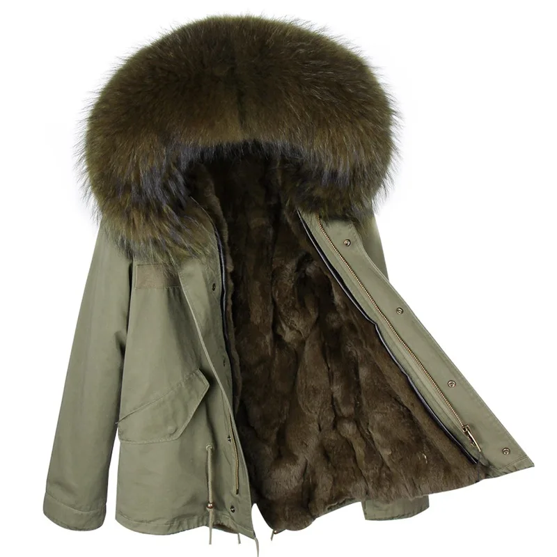 Women Jackets Thick Warm Parkas Big Size Raccoon Fur Collar Hooded Parka Real Rabbit Coat Casual Woman Winter Jacket 2017|womens winter