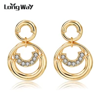 longway jewelry gold color round earrings for women crystal earrings infinity earing vintage jewellery bijoux femme ser150094