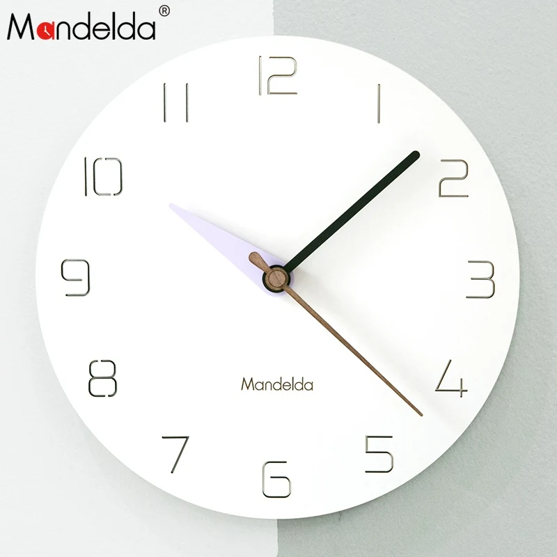 Mandelda DIY Современные Простые круглые кварцевые рекламные настенные часы для