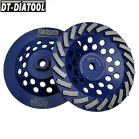 DT-DIATOOL 2pcs Segmented Diamond Turbo Row Cup Grinding Wheel for Concrete Hard Stone with 5/8-11 thread Diameter 180mm/7inch
