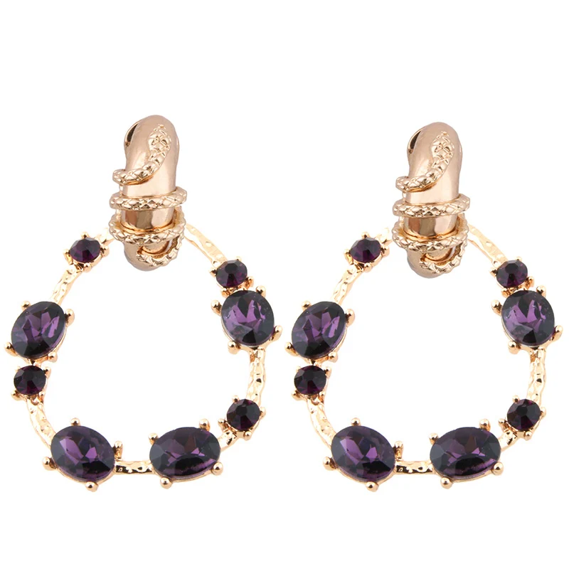 glass dark purple NeeFu WoFu камень серьги-капли серьги цинковый сплав бренд горный хрусталь большая серьга большой Brinco ухо рождественские аксессуары Oorbellen - Окраска металла: glass dark purple