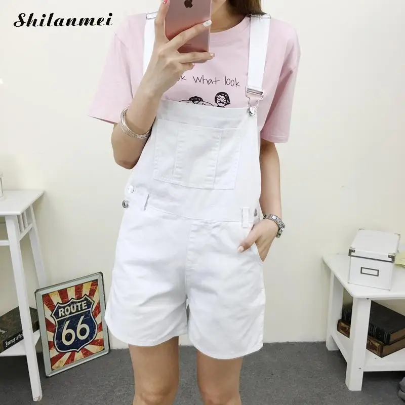 Denim Overalls Women Lovely Jumpsuits 2018 Summer Jeans Shorts Pink/white/black Overall Jumpsuit | Женская одежда