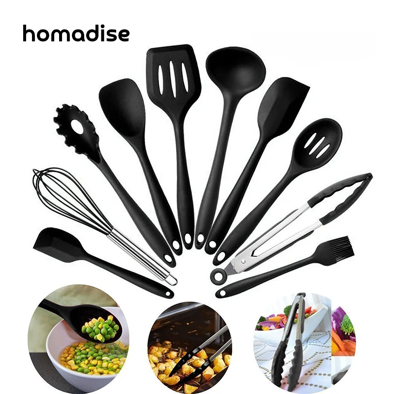 Homadise 10 шт. термостойкая силиконовая кухонная утварь горшки Наборы инструментов