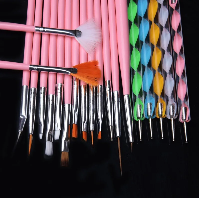 20 шт./компл. набор для дизайна ногтей точечная ручка рисования кисть лака Кисть